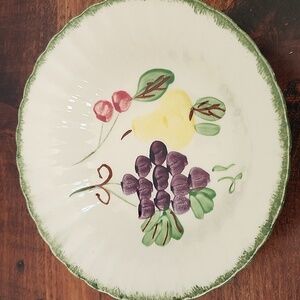 VTG Bowl BLUE RIDGE POTTERY Fruit Design Ceramic Green Trim. Hand Painted